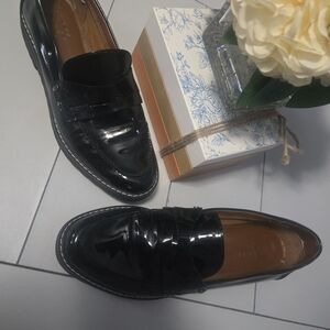 Franco Sarto Black Patent Loafers